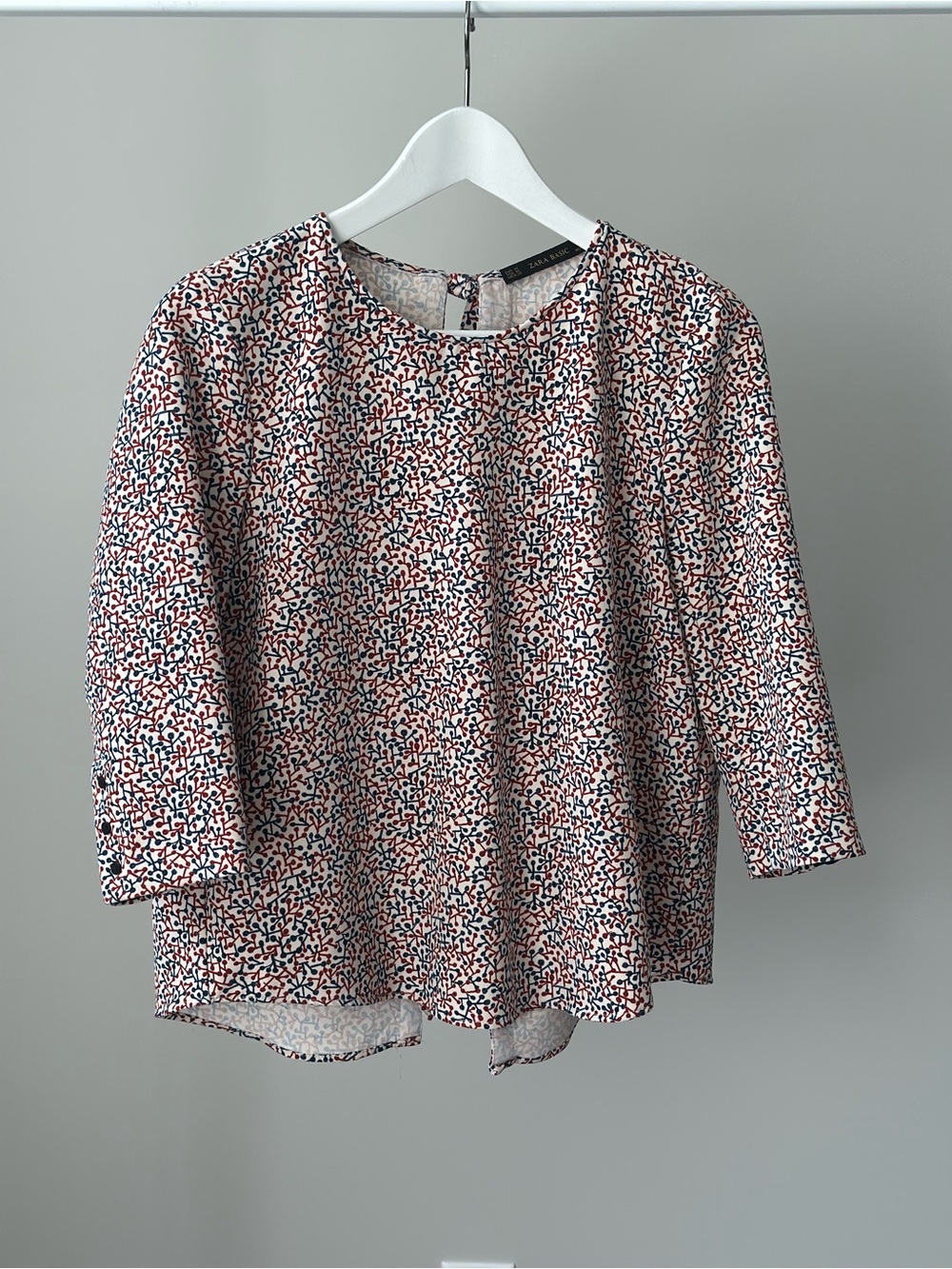 Zara Pink and Navy Abstract Print Blouse